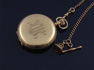 Appraisal: A ct gold hunting cased pocket watch Subsidiary seconds dial