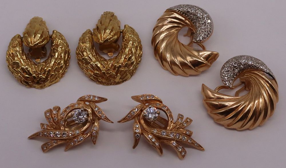 Appraisal: JEWELRY Pairs of Estate kt Gold Earrings Includes a pair