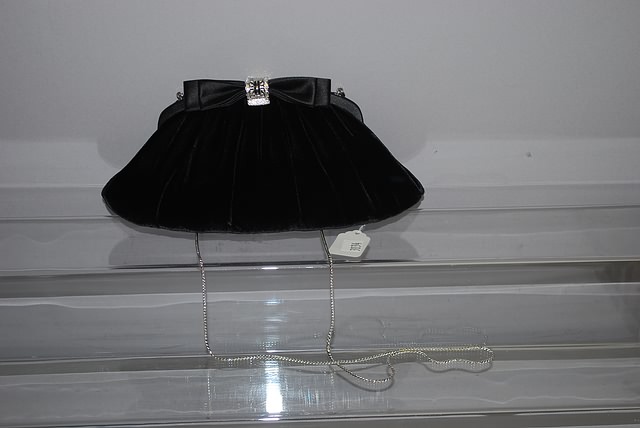 Appraisal: Judith Lieber black velvet evening clutch handbag with jewel closure