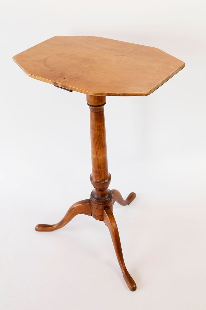 Appraisal: th Century Maple Tripod Octagonal Top Candlestand Exclusive on Bidsquare