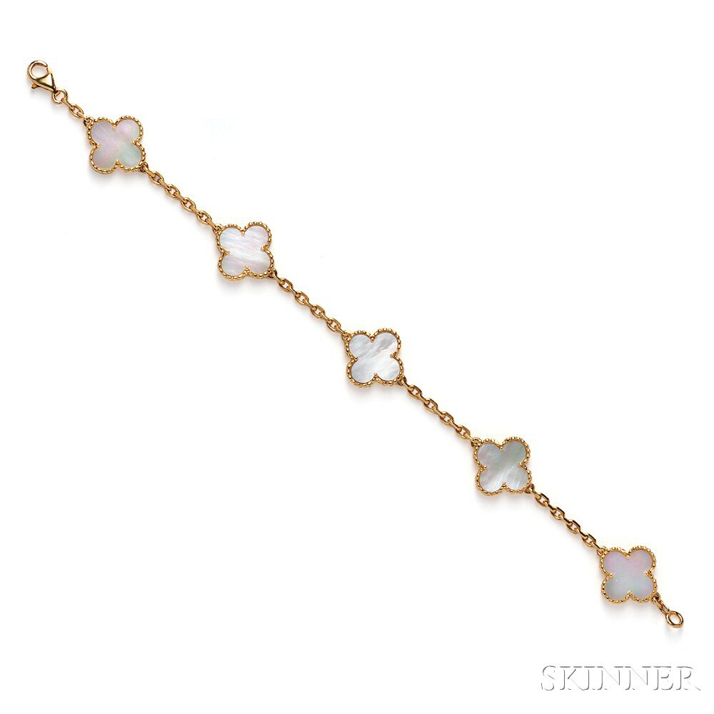 Appraisal: kt Gold and Mother-of-pearl Alhambra Bracelet Van Cleef Arpels with