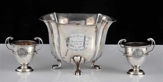 Appraisal: A group of three sterling silver presentation cups The first