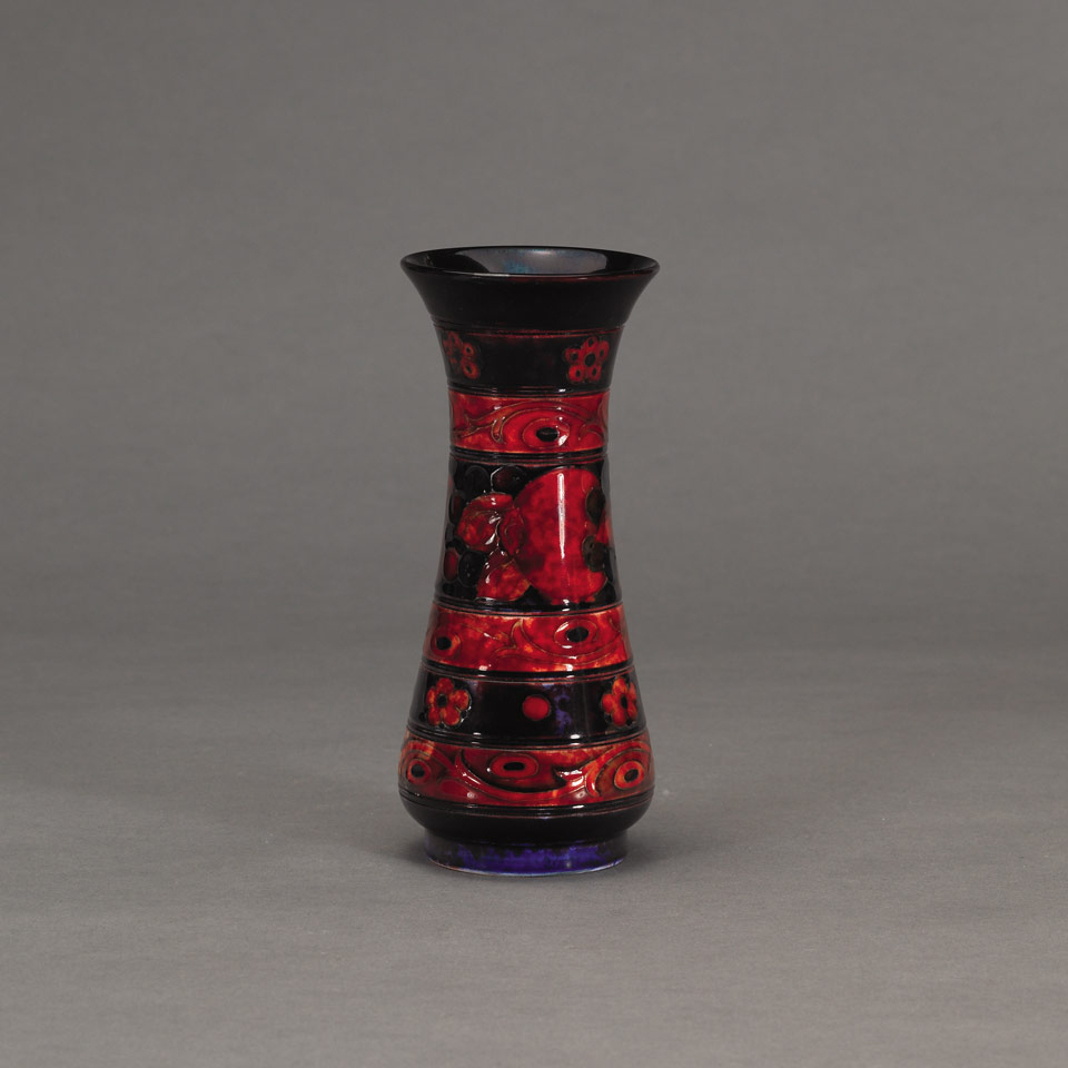 Appraisal: Moorcroft Flamb Banded Pomegranate Vase - impressed marks painted initials