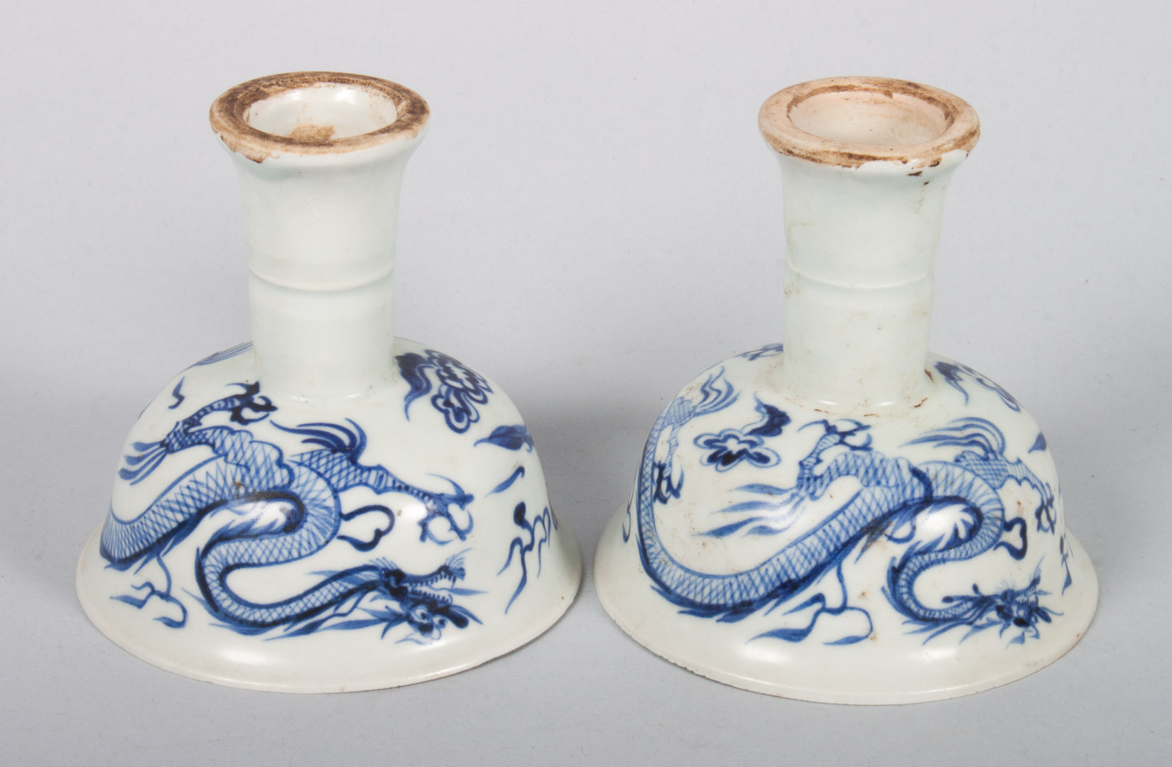 Appraisal: Pair of Chinese celadon porcelain stem cups with exterior blue