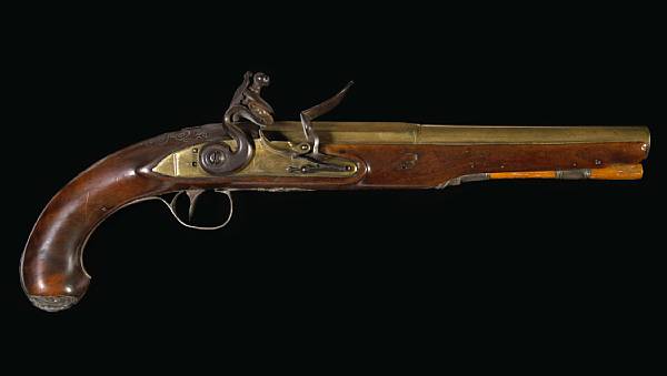 Appraisal: An English silver-mounted flintlock pistol by Joseph GriceBirmingham circa The