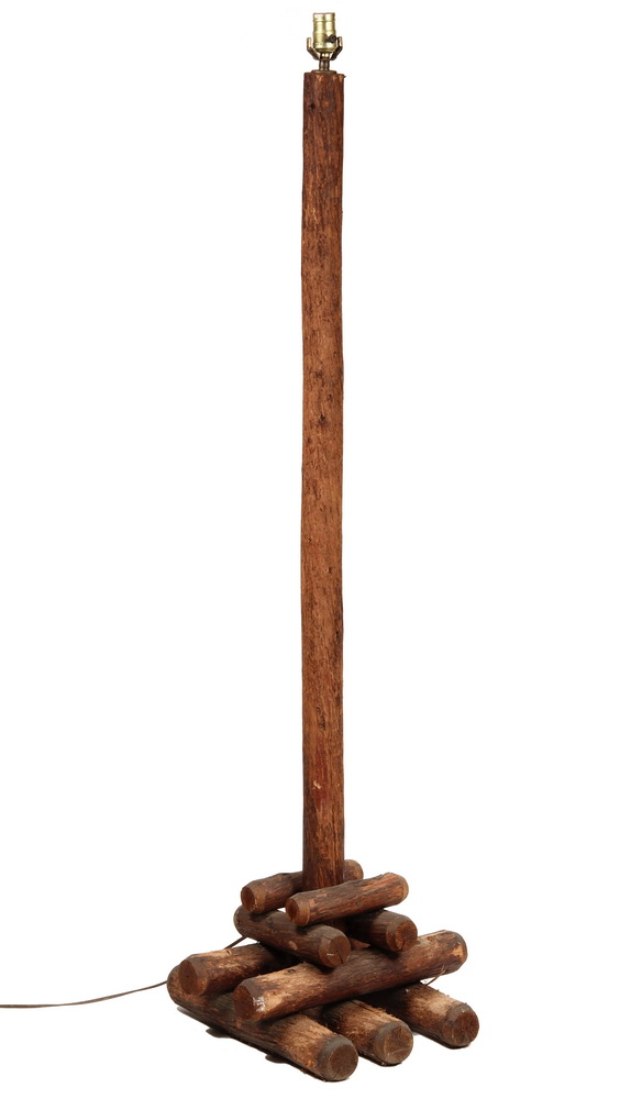 Appraisal: ADIRONDACK FLOOR LAMP - Branch Built Lamp with stacked log