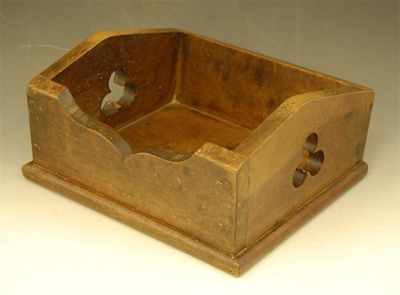 Appraisal: A th century fruitwood gallery tray with pierced trefoil ends