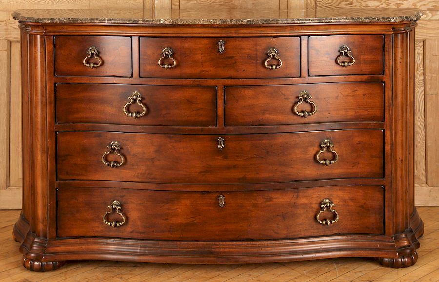 Appraisal: MARBLE TOP DRESSER WITH BRASS HARDWARE BY CENTURY A seven