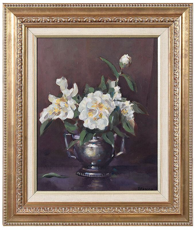 Appraisal: William Steene New York - Vase of Camellias signed lower