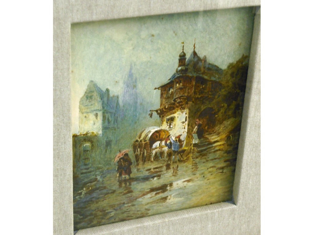 Appraisal: By Otto Geleng - - Continental town scene with figures