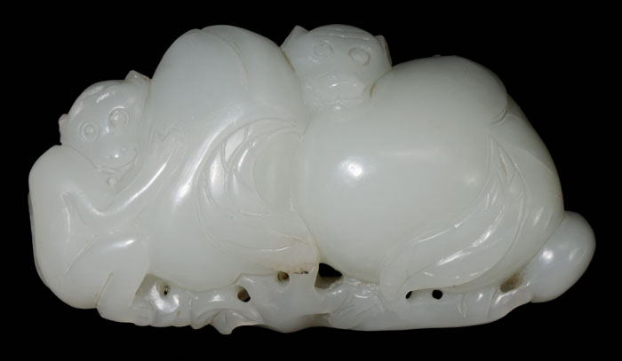 Appraisal: White Jade Figural Group Qing Dynasty even translucent white Hetien