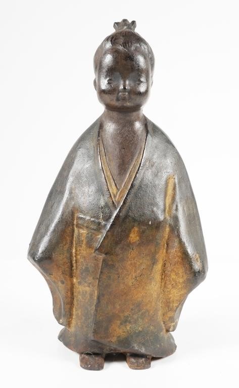 Appraisal: Old Meiji era cast iron figure of a man in