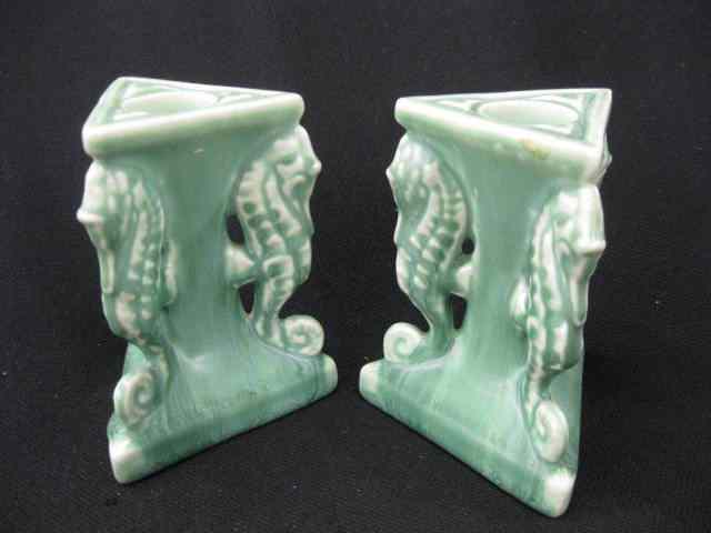 Appraisal: Rookwood Pottery Candlesticks figural seahorse triangular bases dated excellent