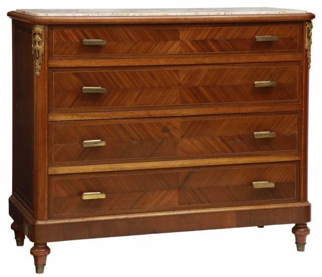 Appraisal: French marble-top mahogany commode early th c having an inset