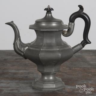 Appraisal: Dorchester Massachusetts pewter coffee pot th c bearing the touch