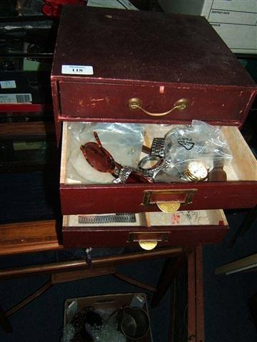 Appraisal: A small set of drawers containing various watch makers tools