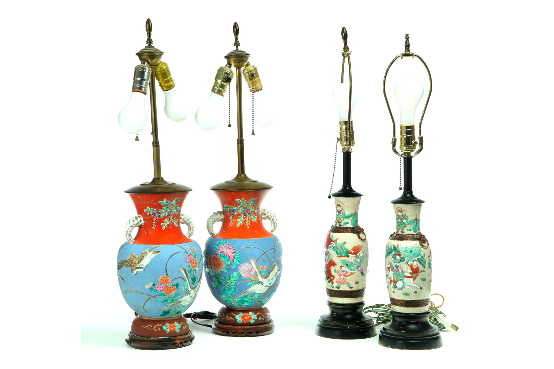 Appraisal: TWO PAIR OF TABLE LAMPS Asian th century Two pair