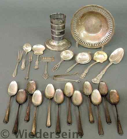 Appraisal: Group of misc sterling silver flatware and tableware dish dia