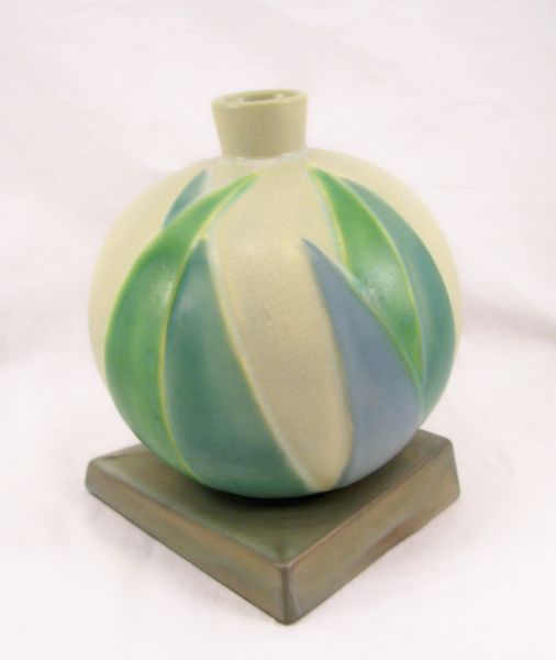 Appraisal: Roseville Futura Lotus Ball Vase - grey green and blue