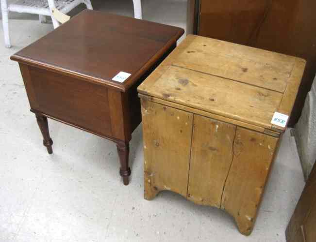 Appraisal: TWO VICTORIAN COMMODE STOOLS English th century including one of