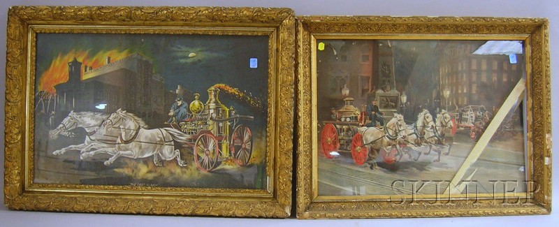 Appraisal: Two Framed Late th Early th Century Firefighting Chromolithograph Prints