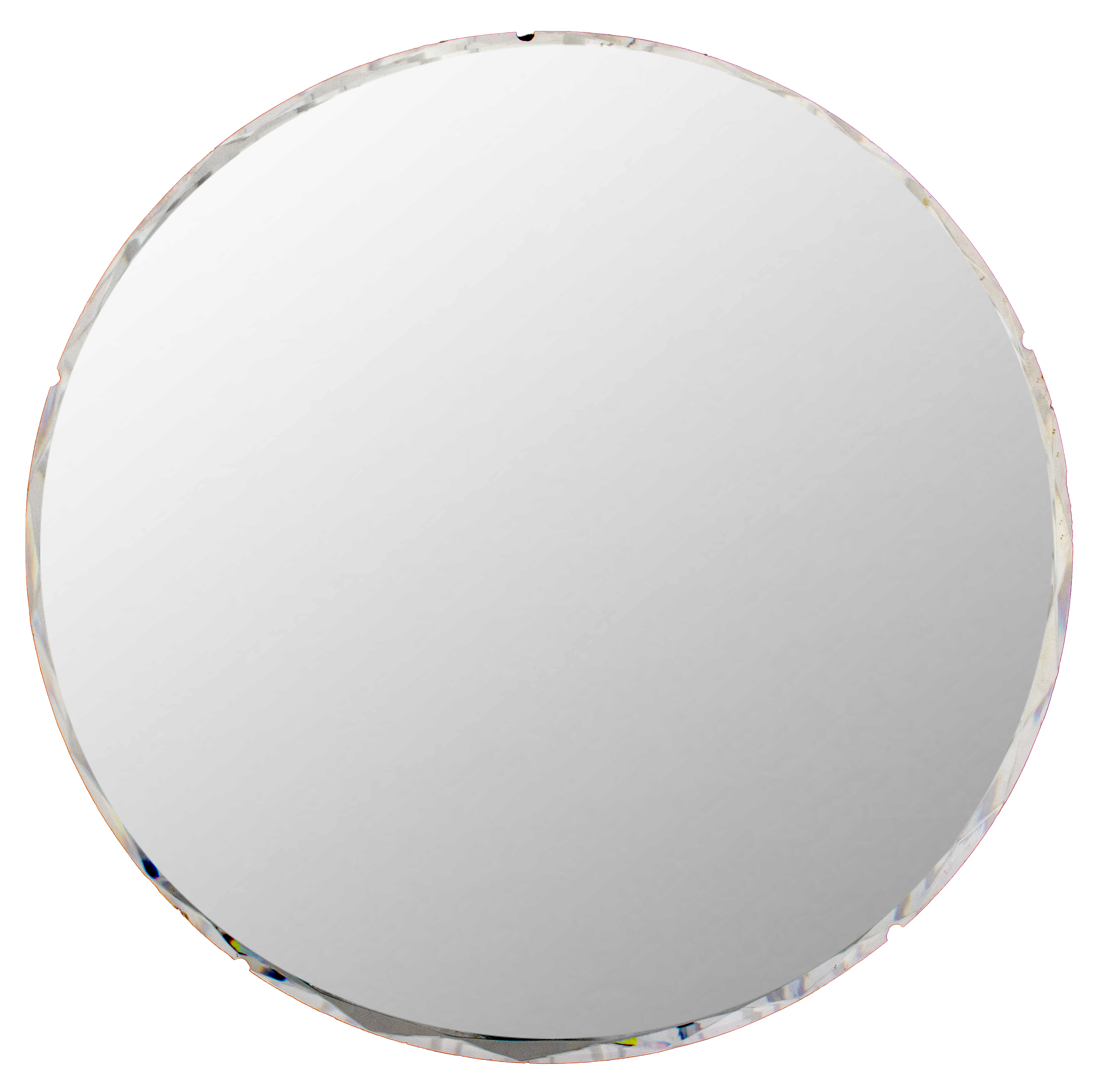 Appraisal: MODERN ROUND MIRROR With diamond-cut beveled edge border diameter