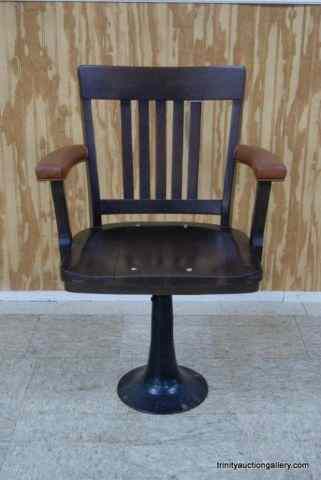 Appraisal: Antique Oak on Iron Pedestal Jury Chair This is an