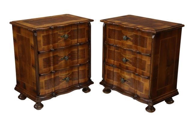 Appraisal: pair Italian Venetian patchwork bedside cabinets th c serpentine case