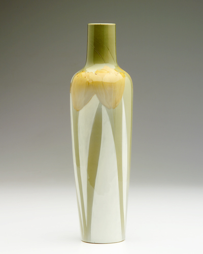 Appraisal: ROOKWOOD Fine Iris glaze tall bottle-shaped vase beautifully carved and