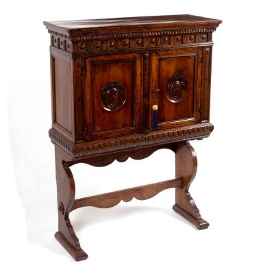 Appraisal: A th Century style walnut cabinet on stand in the