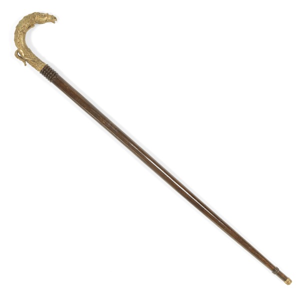 Appraisal: CAST BRASS EQUESTRIAN WALKING STICK x x Antiqued cast brass