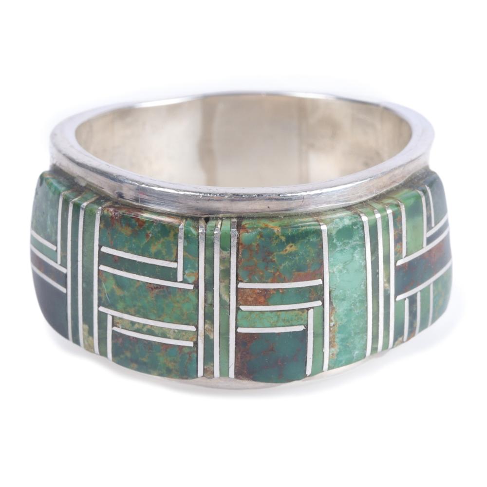 Appraisal: TOMMY JACKSON NAVAJO NATIVE AMERICAN STERLING SILVER AND GREEN TURQUOISE