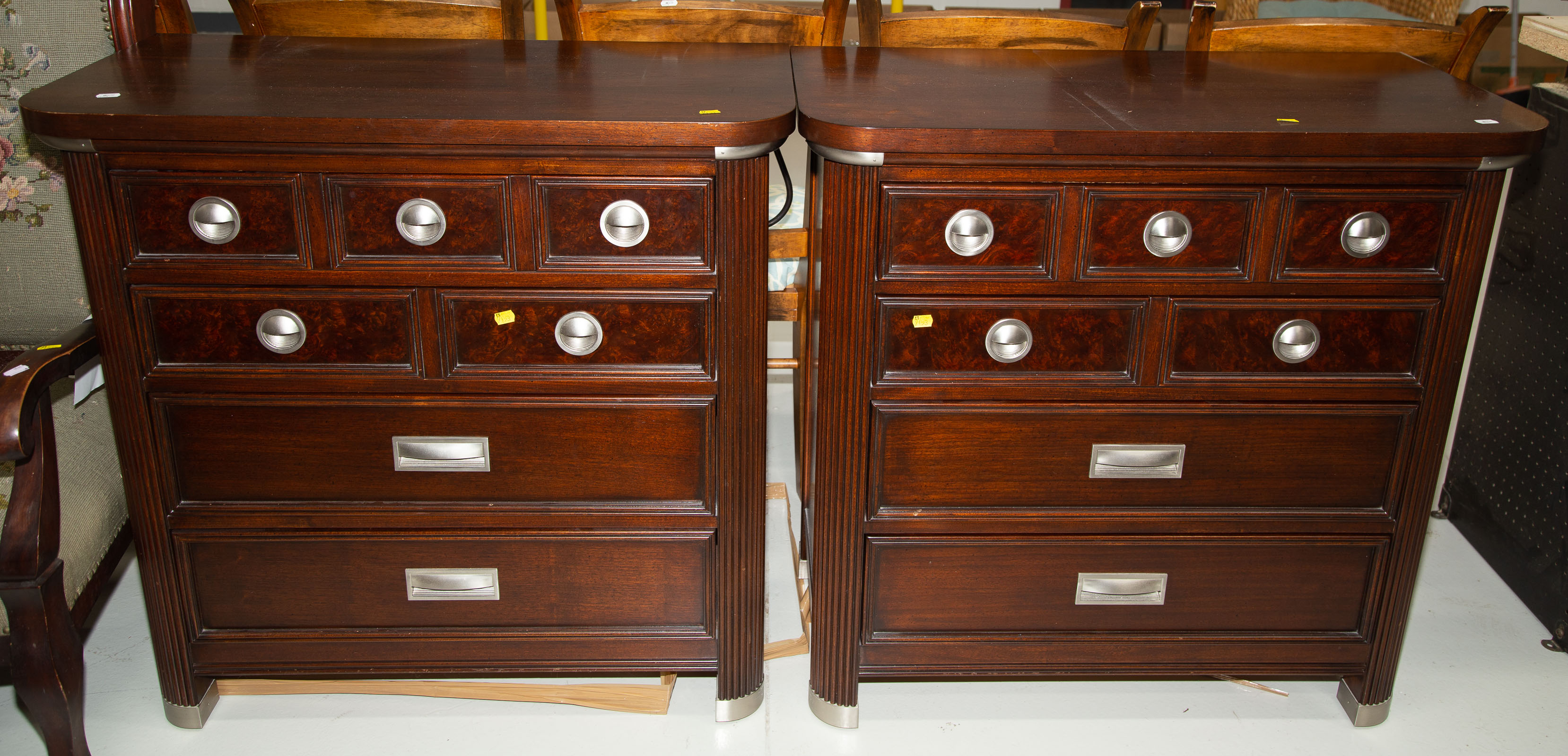 Appraisal: A PAIR OF NAUTICA MAHOGONY CHEST OF DRAWERS in H