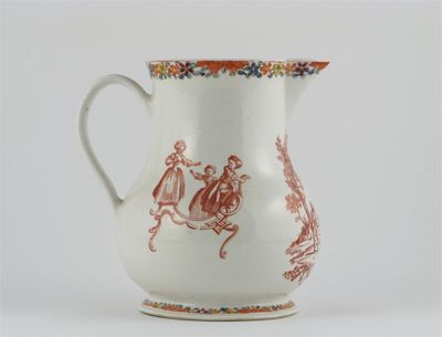 Appraisal: A rare Bow jug printed in brick red with scenes