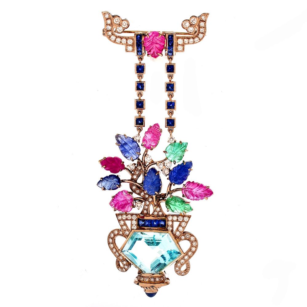 Appraisal: Van Cleef Arpels style Pendant Brooch Antique Van Cleef Arpels