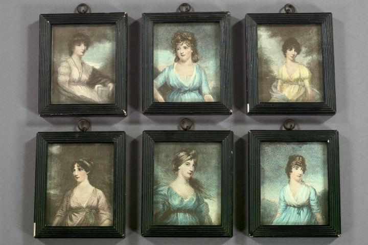 Appraisal: Collection of Ten English Hand-Colored Lithograph Portrait Miniatures fourth quarter