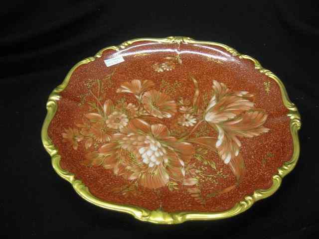 Appraisal: Rosenthal Handpainted Porcelain Tray elaborate floral gold trim red field