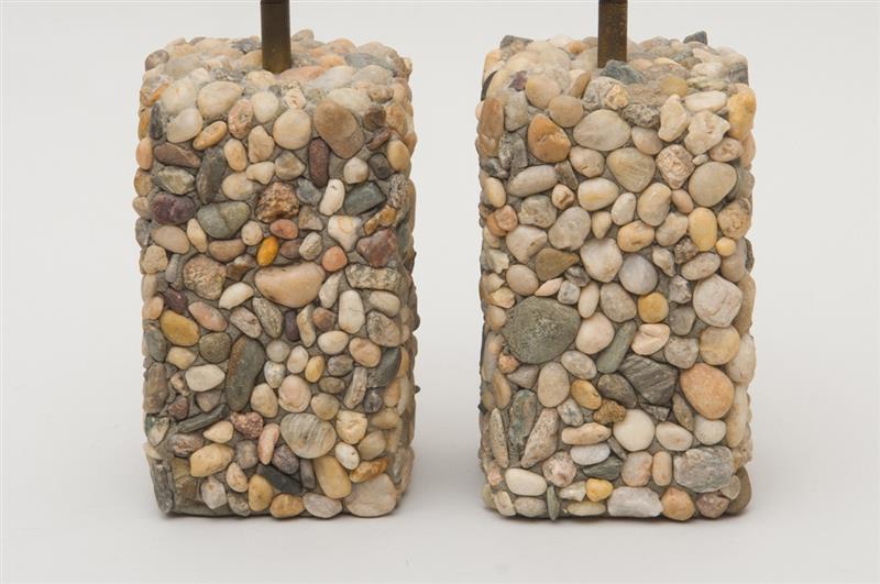 Appraisal: PAIR OF RIVERSTONE LAMPS x in in overall Property of