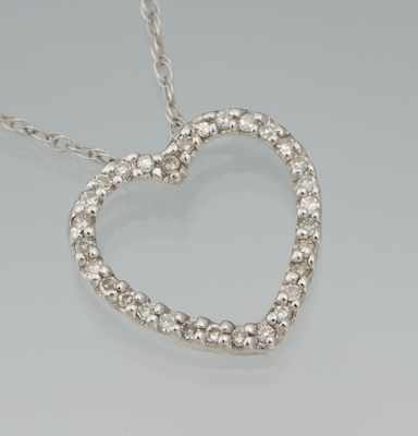 Appraisal: A Ladies' Diamond Heart Pendant on Chain k white gold