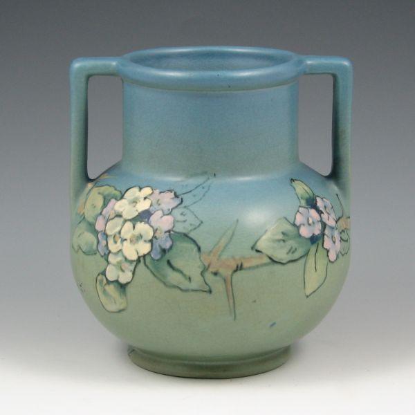 Appraisal: Weller Hudson handled vase with floral decoration by Hester Pillsbury