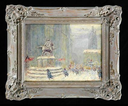 Appraisal: JOHANN BERTHELSEN - FIFTH AVENUE IN WINTER Oil on artistboard