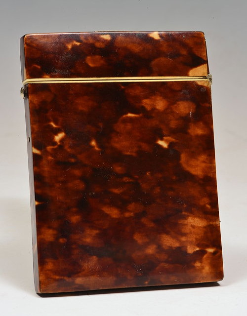 Appraisal: A TH CENTURY TORTOISESHELL CARD CASE of plain form