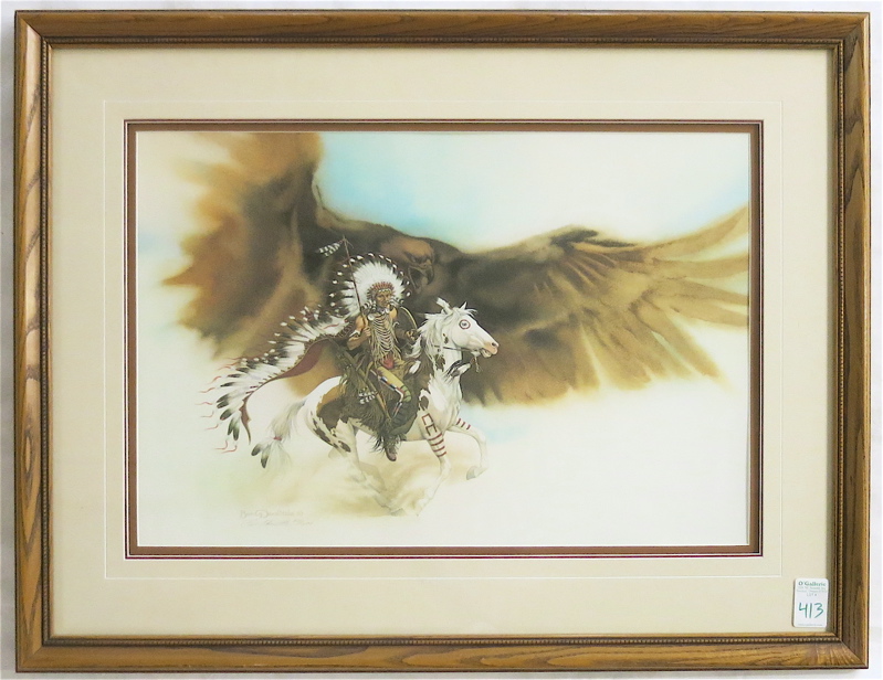 Appraisal: BEV DOOLITTLE OFFSET LITHOGRAPH California born Rushing War Eagle Opening