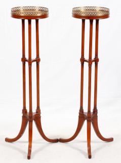 Appraisal: MAHOGANY PLANT STANDS PAIR MAHOGANY PLANT STANDS PAIR H DIA