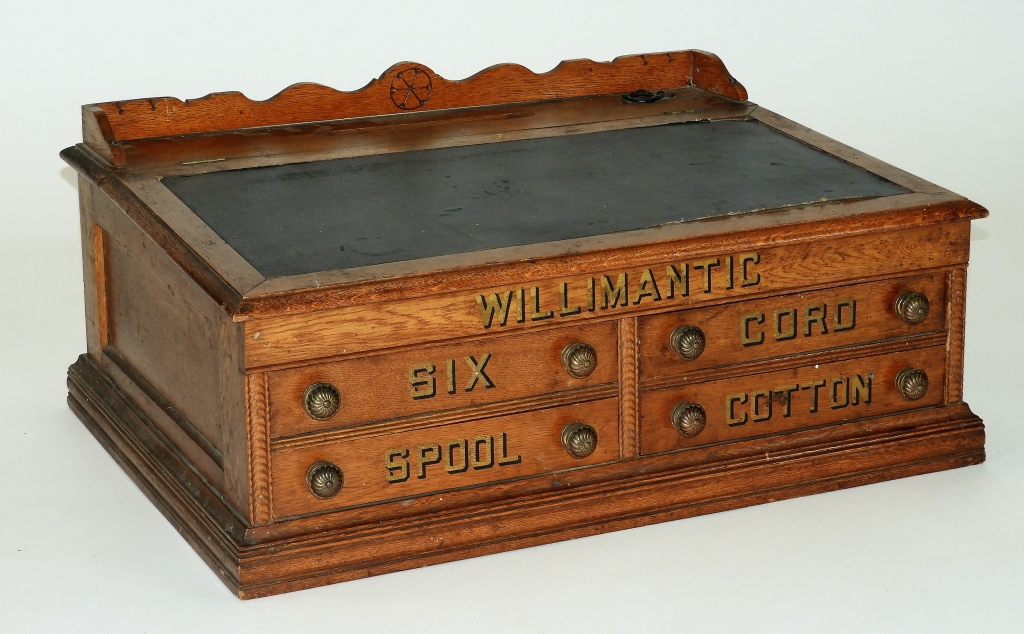 Appraisal: WILLIMANTIC SIX CORD SPOOL COTTON OAK CABINET Connecticut Circa Haberdashery