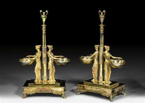 Appraisal: PAIR OF SILVER-GILT SALT CELLARS KNOWN AS SALIERE DOUBLE Empire