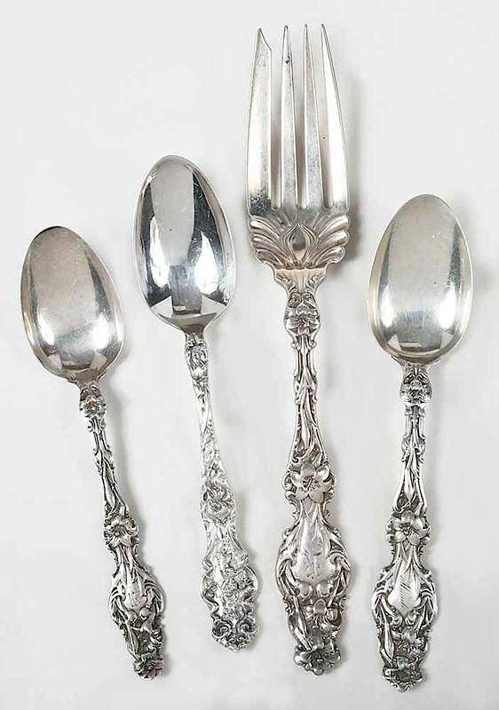 Appraisal: Whiting and Wallace Sterling Flatware Pieces including pieces Whiting Lily