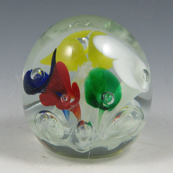 Appraisal: St Clair Multi-Colored Paperweight St Clair multi-color paperweight with green