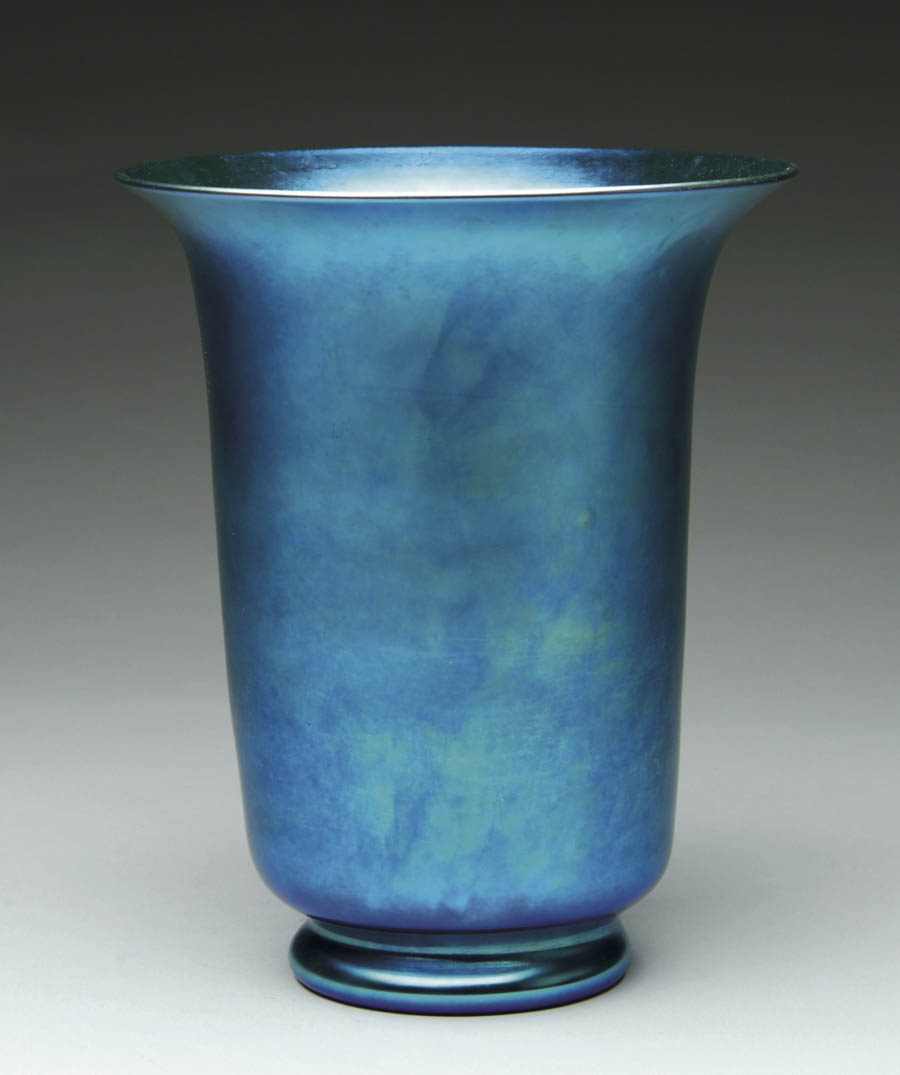 Appraisal: LARGE SIGNED STEUBEN BLUE VASE This beautiful blue Aurene flared