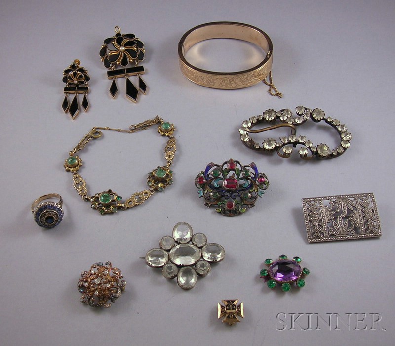 Appraisal: Group of Victorian Jewelry including several paste brooches a marcasite